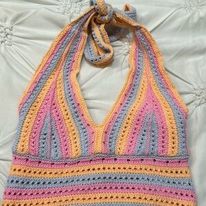 colorful crochet Hollister tank top Size XS